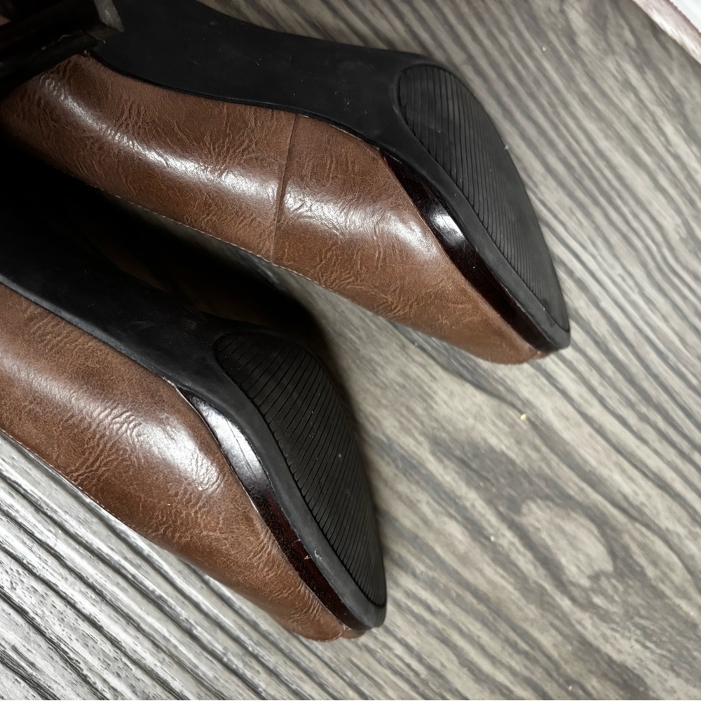 Kelly & Katie Size 7 Brown Peep Toe Slip On High Heel Shoe - Picture 3 of 8